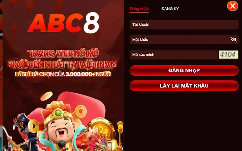 Hoàn thành phiếu thông tin để đăng nhập ABC8